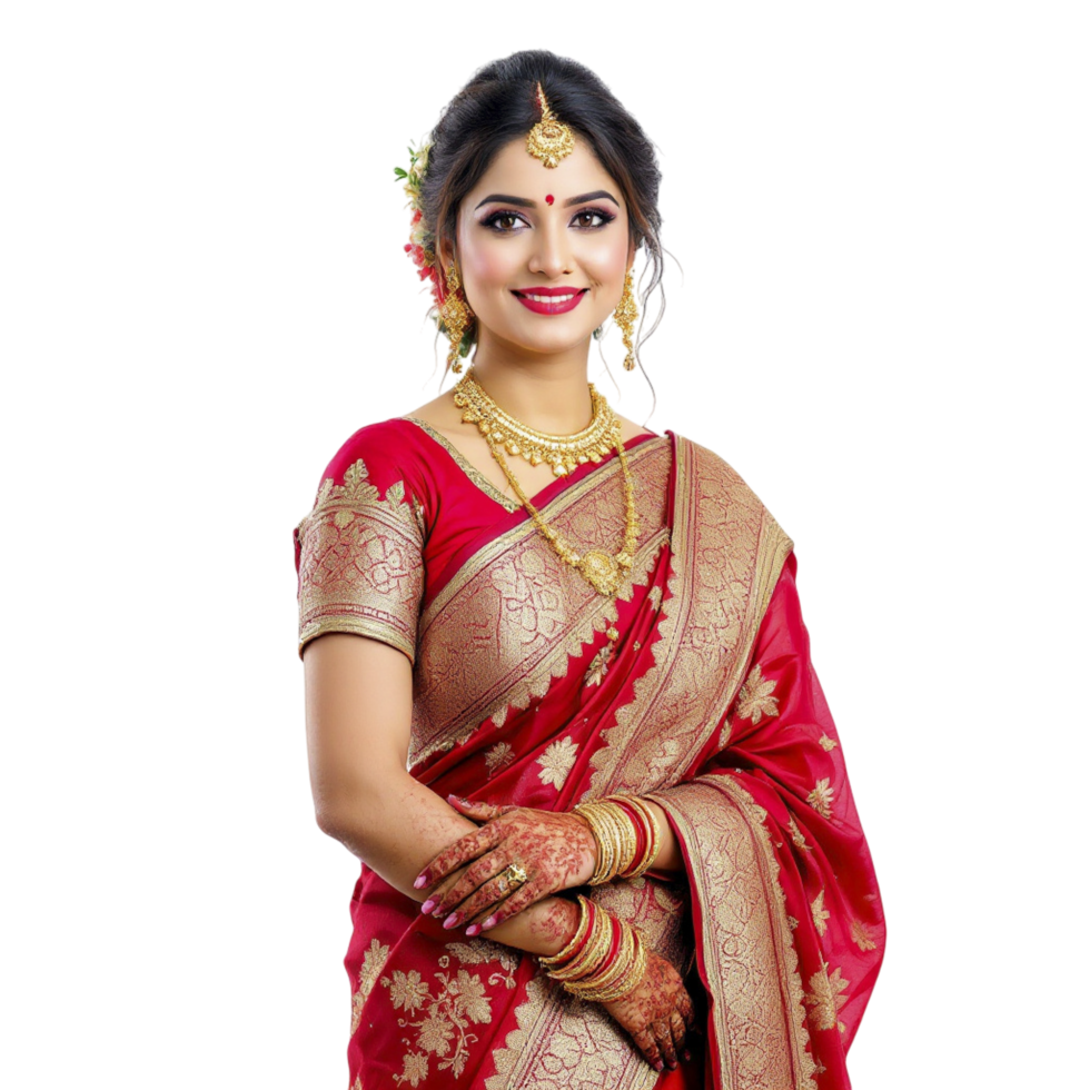 beautiful indian woman in red sari free png